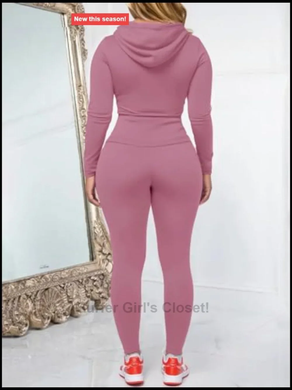 Two Piece Workout Set Bodycon Hoodie Jogger Tracksuit Zip Up Matching Set